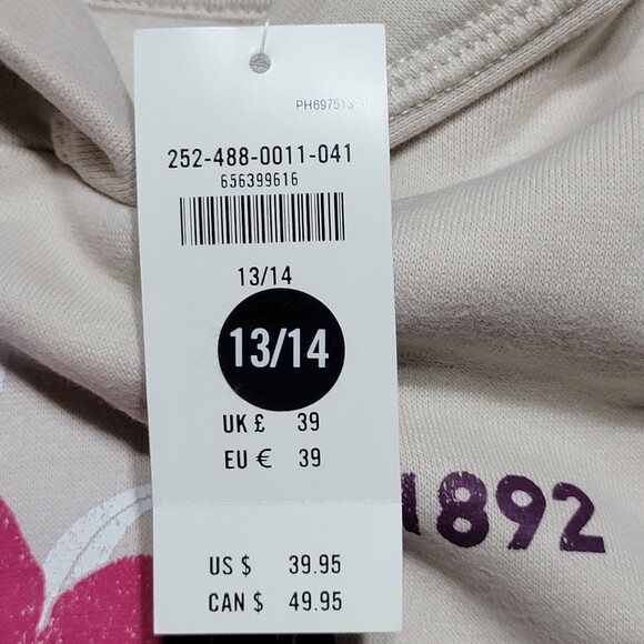 Abercrombie Kids LS Beige Pullover Hoodie - Size 13/14 NWT - Picture 7 of 8